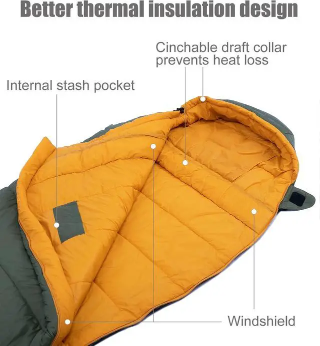 Alt view image 6 of 7 - 3M Thinsulate Insulation Mummy Sleeping Bag with Compression Sack Ultralight Compact Warm Washable for Adults Indoor Outdoor Backpacking Camping Hiking