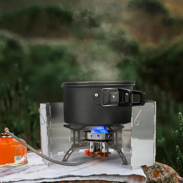 Alt view image 2 of 7 - Odoland 3500W/6800W Windproof Camp Stove Camping Gas Stove with Windscreen, Fuel Canister Adapter, Piezo Ignition for Outdoor Backpacking Hiking and Picnic