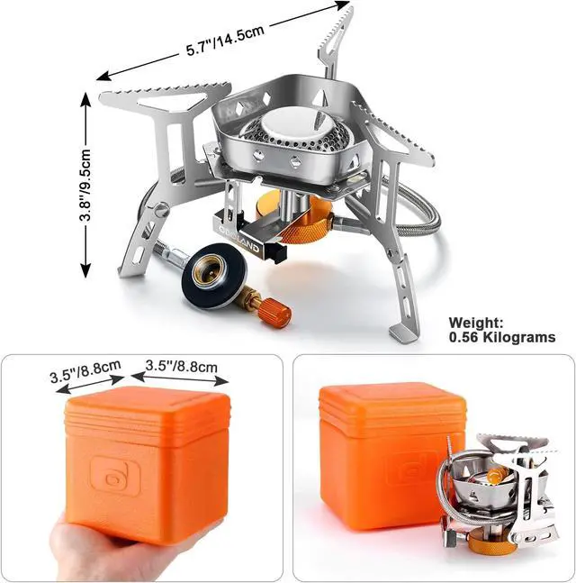 Alt view image 5 of 7 - Odoland 3500W/6800W Windproof Camp Stove Camping Gas Stove with Windscreen, Fuel Canister Adapter, Piezo Ignition for Outdoor Backpacking Hiking and Picnic