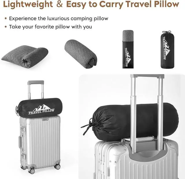 Alt view image 6 of 6 - Small Shredded Memory Foam Pillow, Camping Pillow Travel Pillow - Compressible Medium Firm, Breathable Cover, Ideal Backpacking Hiking, Airplane and Car