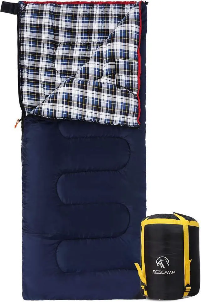 Main image of REDCAMP Cotton Flannel Sleeping Bag for Camping Backpacking, Adults Cold Weather Envelope Sleeping Bags with 2/3/4/6lbs Filling