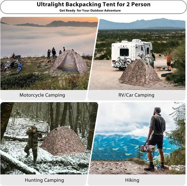 Alt view image 7 of 7 - GEERTOP 2 Person Backpacking Tent, Lightweight Waterproof 4-Season Tent | Freestanding, Fast Pitch, Aluminum Frame, Double-Wall, Snow Skirt, Dual Vestibules