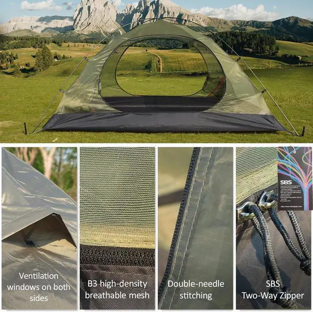 Alt view image 5 of 7 - 1/2 Person Backpacking Tent for 4 Season, Winter Ultralight Extreme Cold Weather Tents for Camping Easy Setup Waterproof Double Layer Tent for Family Outdoor Hiking Mountaineering