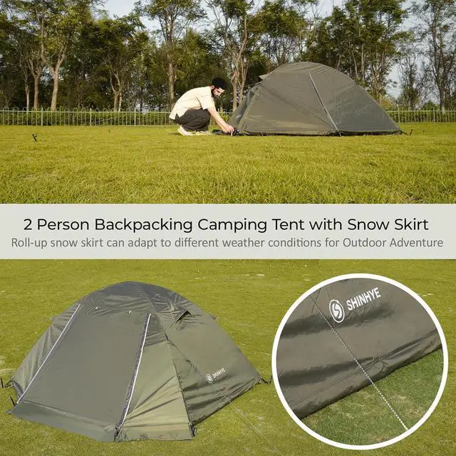 Alt view image 6 of 7 - 1/2 Person Backpacking Tent for 4 Season, Winter Ultralight Extreme Cold Weather Tents for Camping Easy Setup Waterproof Double Layer Tent for Family Outdoor Hiking Mountaineering