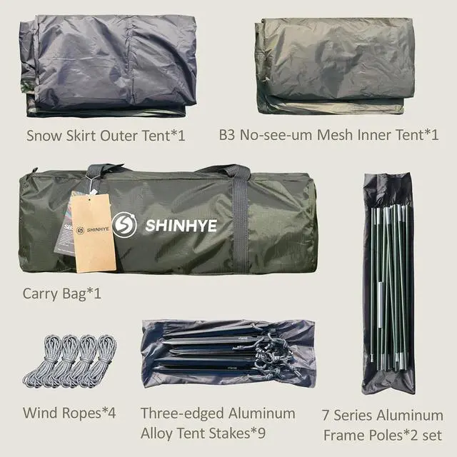 Alt view image 7 of 7 - 1/2 Person Backpacking Tent for 4 Season, Winter Ultralight Extreme Cold Weather Tents for Camping Easy Setup Waterproof Double Layer Tent for Family Outdoor Hiking Mountaineering