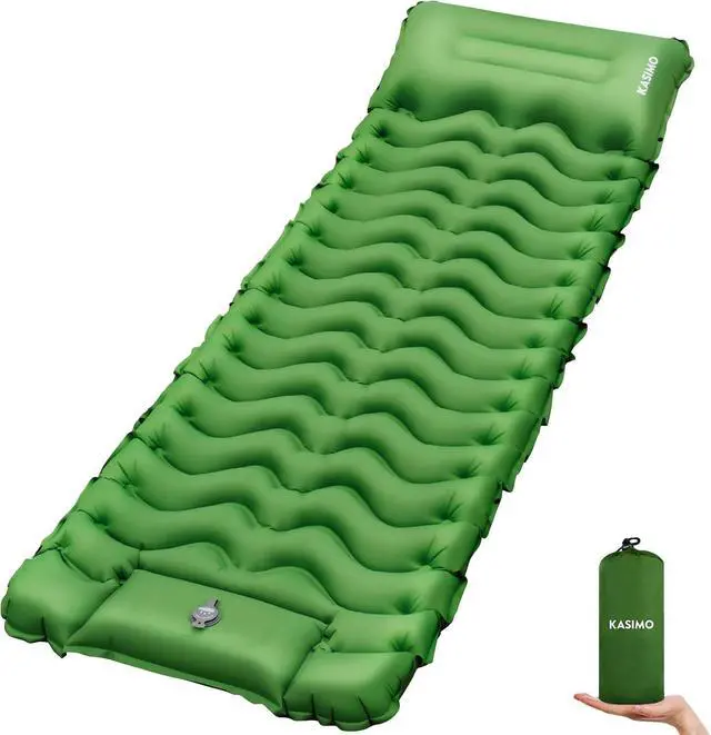Main image of KASIMO Camping Sleeping Pad, Ultralight Camping Mat with Pillow Foot Pump | Inflatable Sleeping Pads Compact for Camping Backpacking Hiking Traveling Tents