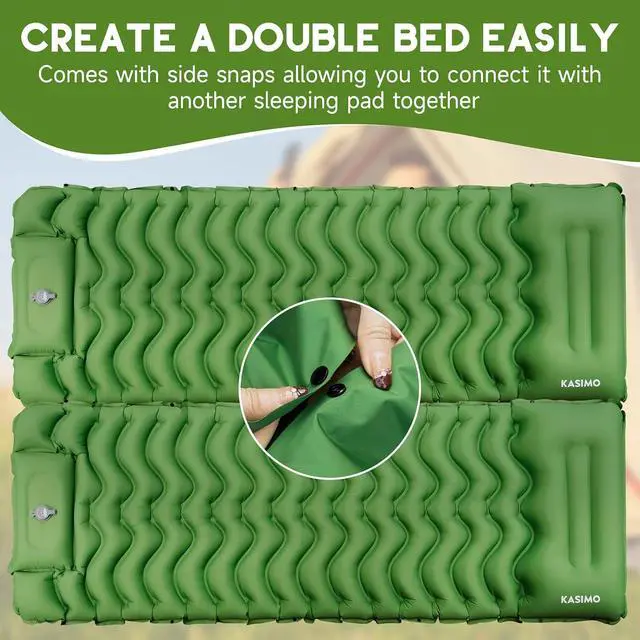 Alt view image 6 of 7 - KASIMO Camping Sleeping Pad, Ultralight Camping Mat with Pillow Foot Pump | Inflatable Sleeping Pads Compact for Camping Backpacking Hiking Traveling Tents
