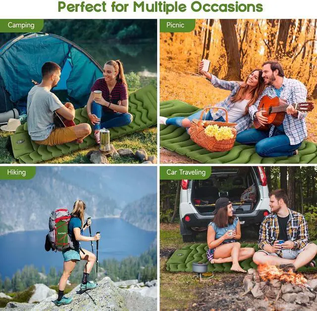 Alt view image 7 of 7 - KASIMO Camping Sleeping Pad, Ultralight Camping Mat with Pillow Foot Pump | Inflatable Sleeping Pads Compact for Camping Backpacking Hiking Traveling Tents