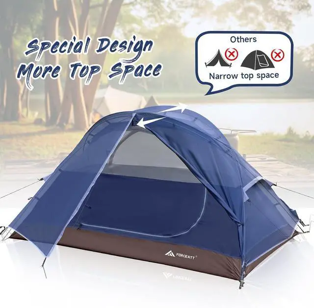 Alt view image 5 of 7 - Forceatt Camping Tent 2 Person, Backpacking Tent Waterproof & Windproof, Ultralight Instant Tent with Rain Fly for Camping, Hiking, Outdoor