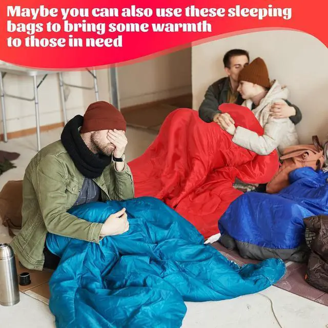 Alt view image 6 of 7 - Macarrie 10 Pcs Bulk Sleeping Bags for Adults 0 Degree Waterproof Emergency Sleeping Bags with Compression Sack for Camping Hiking Backpacking Outdoor Activities