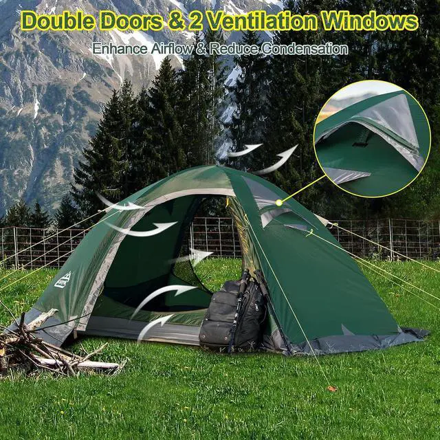 Alt view image 5 of 7 - 2 Person Backpacking Tent, Waterproof 4 Season Tent, Windproof Cold Weather Winter Tent for Camping, Hiking, Hunting, Cycling
