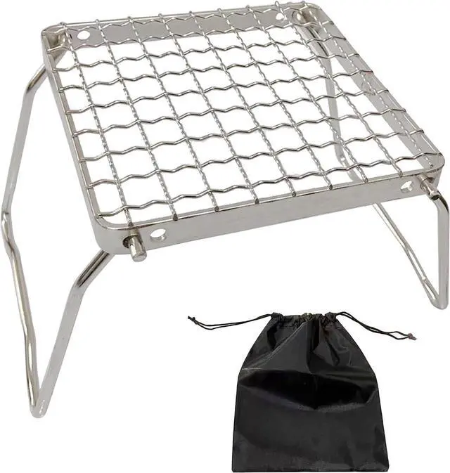 Main image of MDUG Foldable Camp Grill, 304 Stainless Steel Woven Grate, Ultralight Mini Stand with Storage Bag, Portable for Camping, Hiking, Fishing & Picnic (Weave)