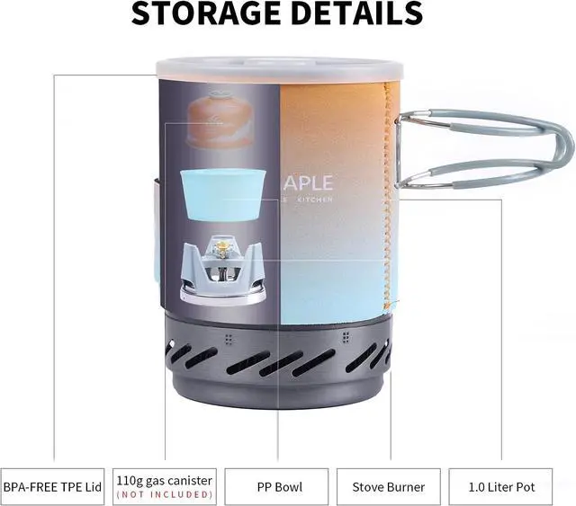 Alt view image 3 of 7 - Fire-Maple Fixed Star 1 Backpacking and Camping Stove System, Multi 18oz | 30% Faster Boil with HX Base, Piezo Ignition, Safe & Durable, All-in-One Pot, Compatible with Most Canisters, Portable