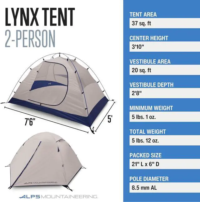 Alt view image 2 of 7 - ALPS Mountaineering Lynx 2-Person Backpacking and Camping Tent
