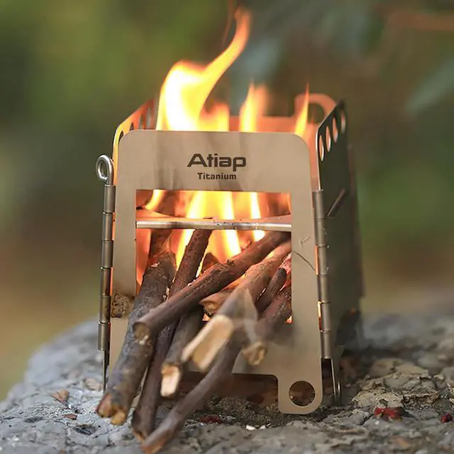 Alt view image 5 of 7 - Titanium Foldable Wood Burning Stove Camping Backpacking Stove Portable Alcohol Stove for Outdoor Camping Picnic BBQ