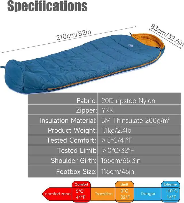 Alt view image 5 of 7 - 3M Thinsulate Insulation Mummy Sleeping Bag with Compression Sack Ultralight Compact Warm Washable for Adults Indoor Outdoor Backpacking Camping Hiking