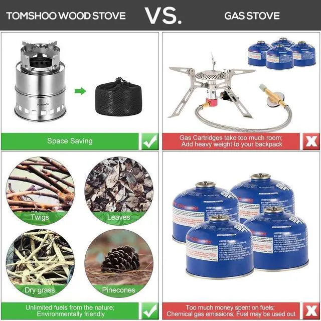 Alt view image 5 of 7 - TOMSHOO Portable Folding Windproof Wood Burning Stove Compact Stainless Steel Alcohol Stove Outdoor Camping Hiking Backpacking Picnic BBQ