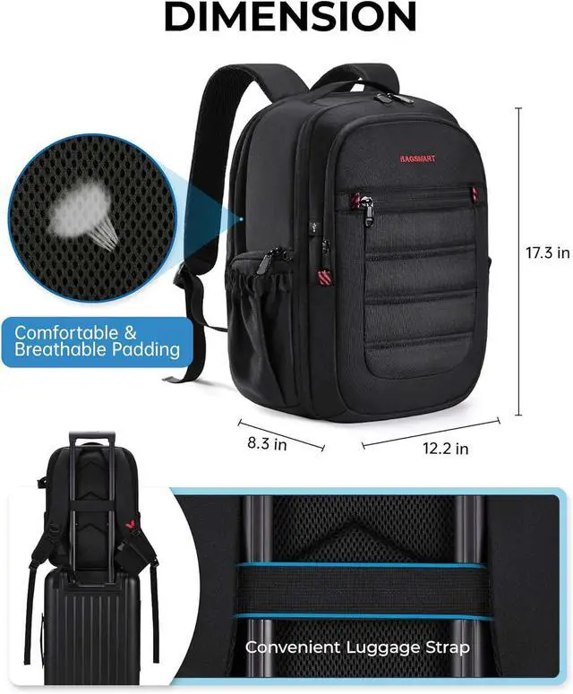 Alt view image 6 of 7 - BAGSMART Camera Bag for DSLR, Waterproof Camera Backpacks for Photographers, Camera Case with Laptop Compartment-15.6" Black