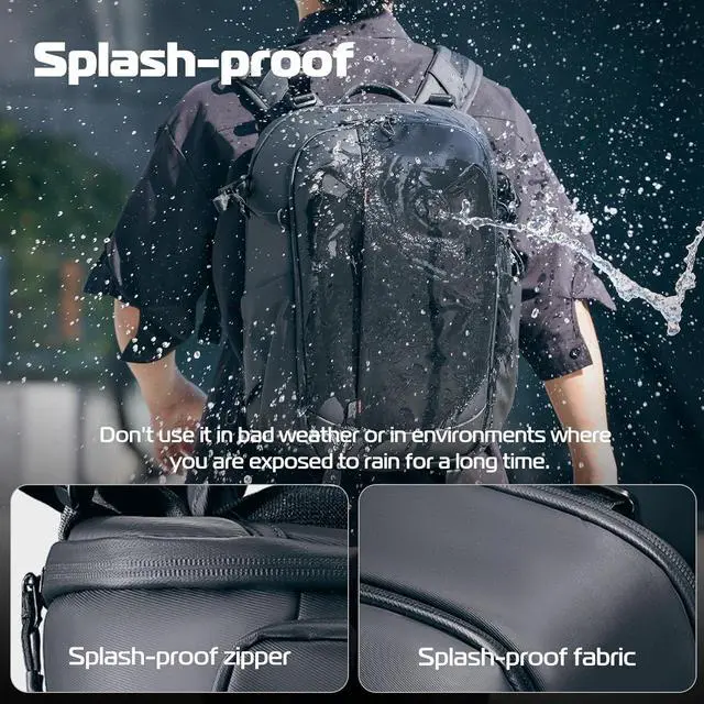 Alt view image 5 of 7 - ULANZI 22L Camera Backpack Professional Bag, Water-Resistant Camera Case | Photography Anti Theft Travel for Photographers DSLR Mirrorless Camera Lens Tripod Holder 16" Laptop Black