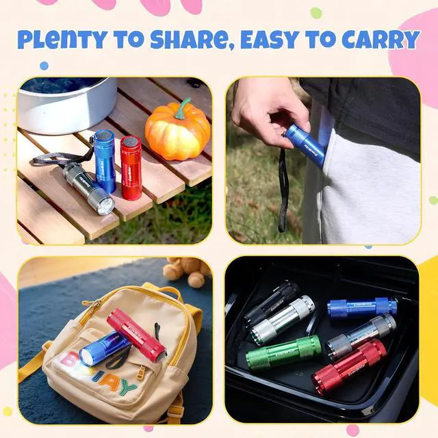 Alt view image 2 of 7 - EverBrite 18-Pack Mini LED Flashlight Set Portable Compact | Ideal for Hurricane Supplies Camping, Night Reading, Cycling, BBQ, Party, Backpacking,with Lanyard & 54 x AAA Batteries