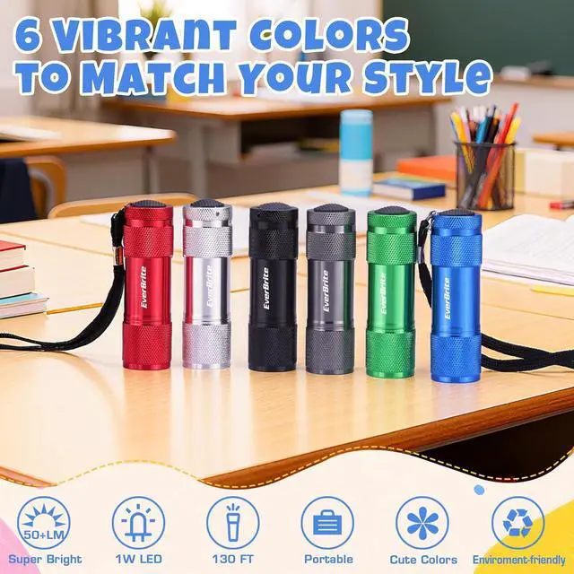 Alt view image 4 of 7 - EverBrite 18-Pack Mini LED Flashlight Set Portable Compact | Ideal for Hurricane Supplies Camping, Night Reading, Cycling, BBQ, Party, Backpacking,with Lanyard & 54 x AAA Batteries