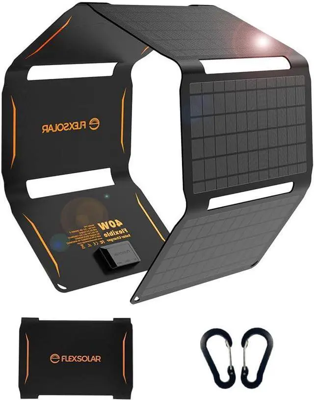 Main image of FlexSolar 40W Foldable Solar Panel Charger, USB-C USB-A & DC Outputs | Waterproof portable solar charger for camping, hiking, backpacking; works with phones, power banks and tablets