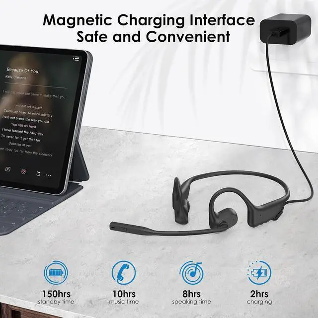 Alt view image 7 of 7 - Gixxted Open Ear Headphones with Mic, Bluetooth Headset with Microphone, Dual Connect Bluetooth 5.3 with AI Noise Cancelling Mic & Mute Function, Wireless Headset for Work, Sports, Drive
