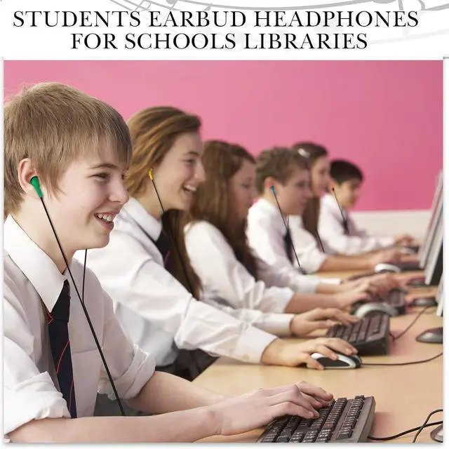 Alt view image 5 of 6 - Konohan 160 Packs Bulk Wired Earbuds Classroom Students,Bright Color | 8 Colors Individually Wrapped Earphones, Kids School Library Disposable Headphones 3.5mm Plug, In-ear Design Testing Training