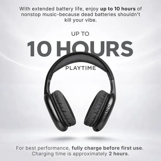 Alt view image 4 of 7 - iJoy Ultra Wireless Over-Ear Bluetooth Headphones with Mic,10H Playtime, Bluetooth Headset with Backup Wire & SD Slot, Wireless Headphones for Work, School & Gym (Black)