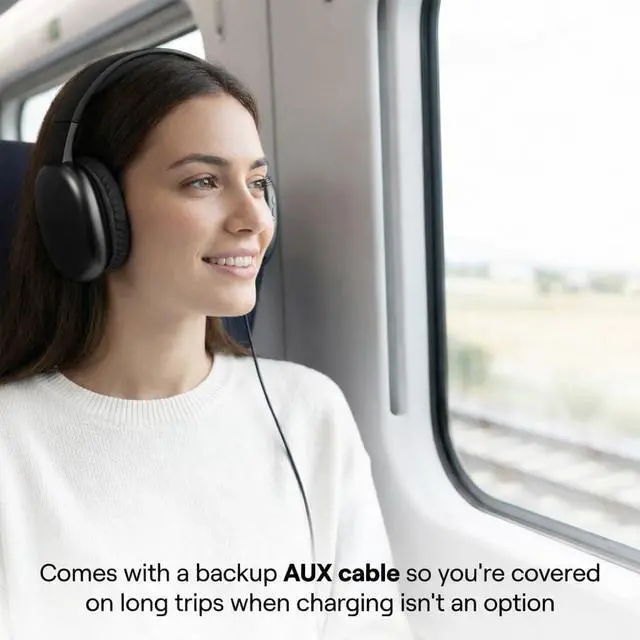 Alt view image 6 of 7 - iJoy Ultra Wireless Over-Ear Bluetooth Headphones with Mic,10H Playtime, Bluetooth Headset with Backup Wire & SD Slot, Wireless Headphones for Work, School & Gym (Black)