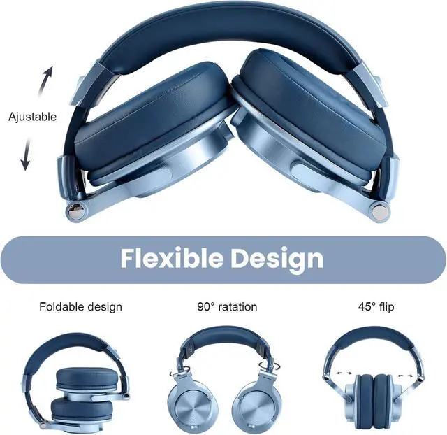 Alt view image 6 of 7 - OneOdio A70 Bluetooth Over-Ear Headphones, Hi-Res Wired DJ Studio - SB | Wireless over-ear headphones with 72H playtime, 3.5mm/6.35mm wired jacks for studio monitoring, mixing, guitar, amp and PC