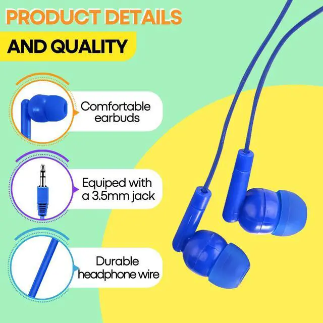 Alt view image 3 of 7 - Bulk Earbud Headphones 100 Pack Multi Colors Perfect for School Classroom Students Kids Children Gifts and Adults-Wholesale Disposable Earphones(Mixed Colors)