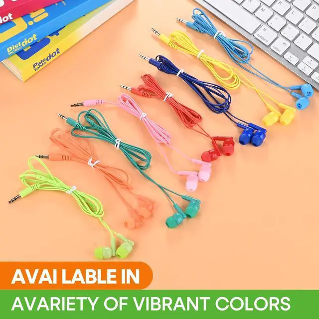 Alt view image 6 of 7 - Bulk Earbud Headphones 100 Pack Multi Colors Perfect for School Classroom Students Kids Children Gifts and Adults-Wholesale Disposable Earphones(Mixed Colors)