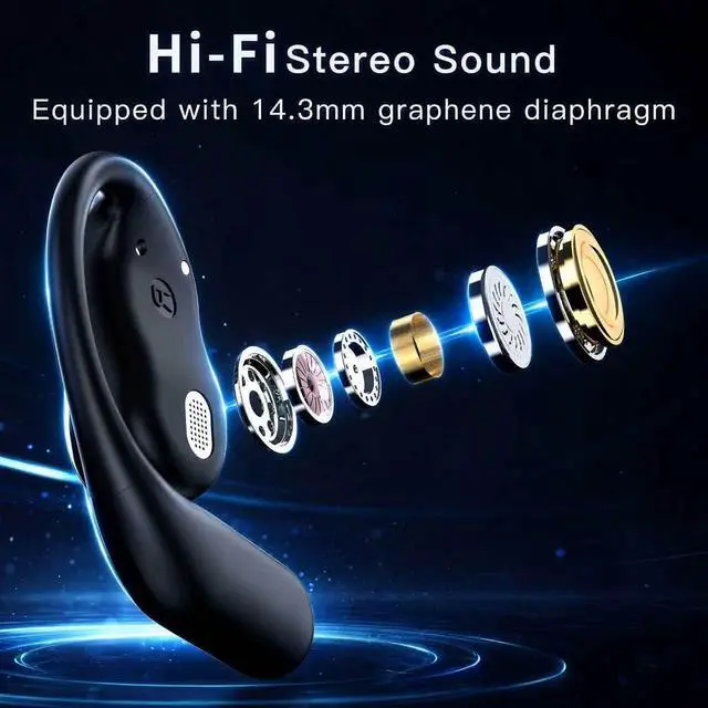 Alt view image 4 of 7 - Hsility Wireless Earbuds Bluetooth Earbuds Built-in Mic with Ear Hooks 50H Playtime Ear Buds LED Display Charging Case Waterproof Design for Running Fitness