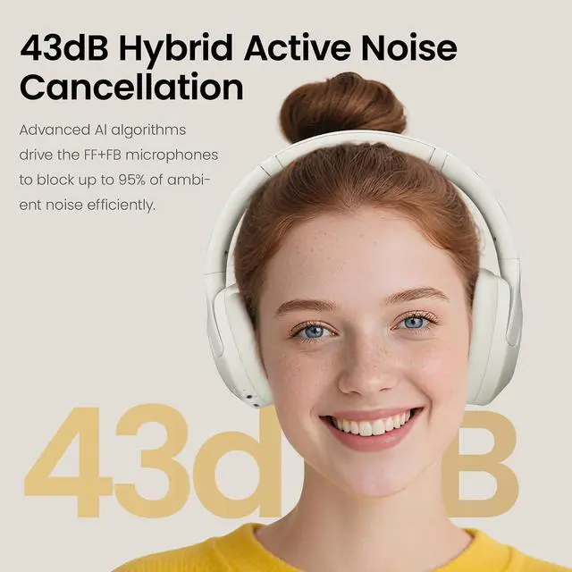 Alt view image 2 of 7 - HAYLOU S30 ANC Wireless Headphones, Bluetooth 5.4, 80H Over Ear Headset | LDAC Hi-Res Audio, 5 HD Mics for Calls, Custom EQ App, Multipoint Connection, Foldable Wireless Headphones