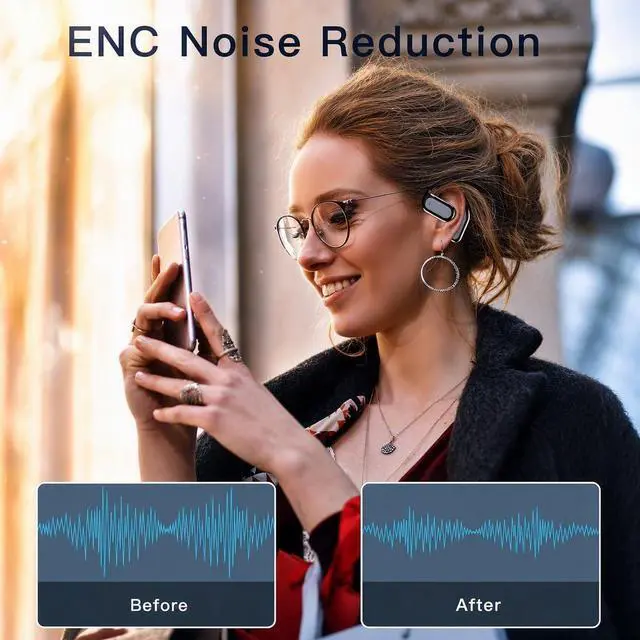 Alt view image 7 of 7 - Hsility Wireless Earbuds Bluetooth Earbuds Built-in Mic with Ear Hooks 50H Playtime Ear Buds LED Display Charging Case Waterproof Design for Running Fitness