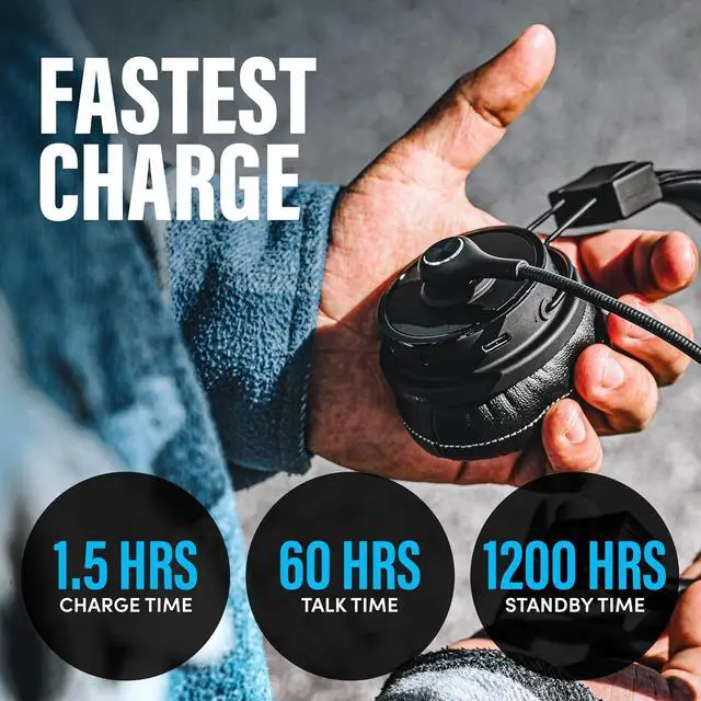 Alt view image 5 of 7 - Blue Tiger Elite Ultra 2.0 Wireless Bluetooth Headset - One-Ear Trucker | Professional Mono headset with mic, wireless noise cancelling, high-fidelity sound, 60-hour talk time, USB-C, Bluetooth 5.2