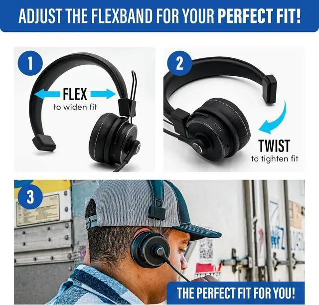 Alt view image 7 of 7 - Blue Tiger Elite Ultra 2.0 Wireless Bluetooth Headset - One-Ear Trucker | Professional Mono headset with mic, wireless noise cancelling, high-fidelity sound, 60-hour talk time, USB-C, Bluetooth 5.2