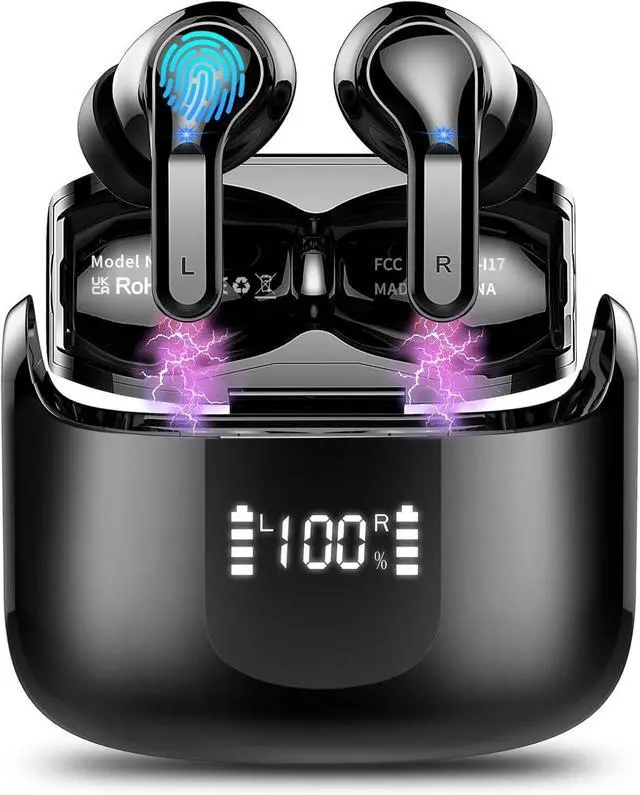 Main image of Wireless Earbuds, Bluetooth 5.4 Headphones 2026 NEW Ear Buds 40H Stereo | in-Ear Earphones ENC Noise Cancelling Earbuds with 4 HD Mic, USB-C LED Display IP7 Waterproof Sport Headset for Android iOS