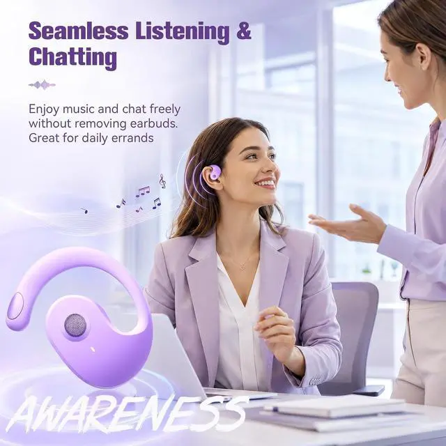 Alt view image 5 of 7 - Xmenha Over The Ear Earbuds Open Ear Headphones Over The Ear Headphones | Over Ear Earbuds Air Bone Conduction Earbuds Earphones Air Bone Conducting Conduction Headphones Bluetooth