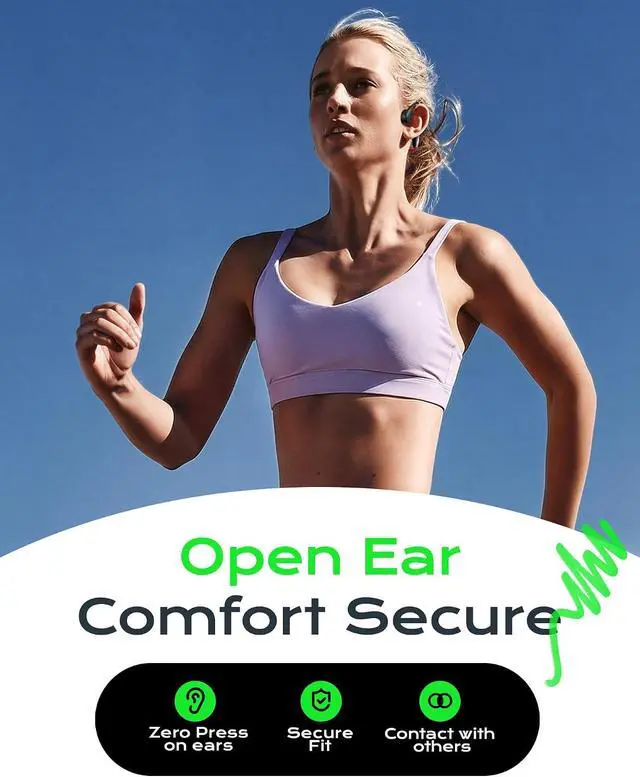 Alt view image 2 of 7 - DEMICEA Open Ear Sport Headphones, Wireless Bone Conduction Earphones, Built-in 32GB MP3,with Mic, IP68, Sweat & Water Resistant, Up to 8 Hours Battery, Bluetooth 5.3,for Running,Swimming,Workouts