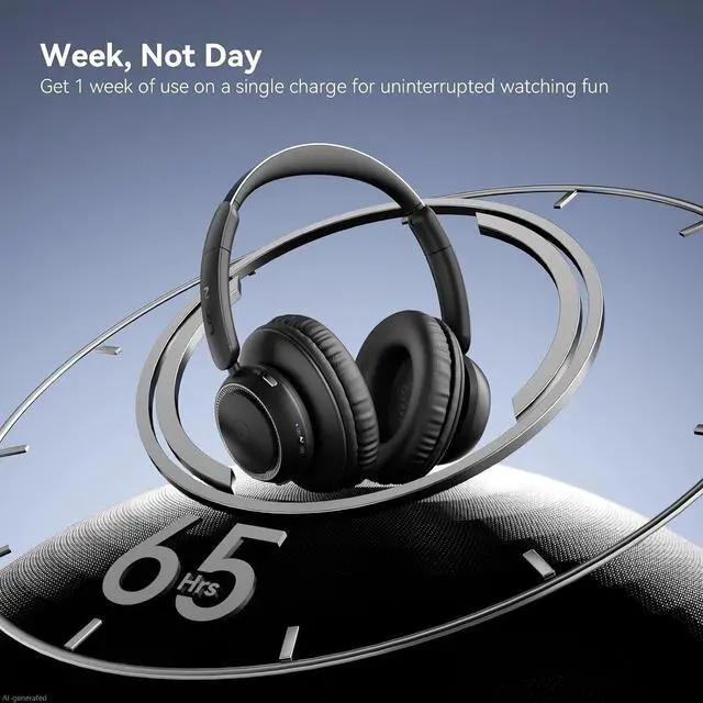 Alt view image 6 of 7 - LEVN Wireless Headphones for TV Watching, TV Headphones Wireless for Seniors with Transmitter Charging Base, Hearing-impaired, No Audio Delay Bluetooth 5.2, Plug and Play, Gifts for Elderly