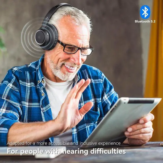 Alt view image 7 of 7 - LEVN Wireless Headphones for TV Watching, TV Headphones Wireless for Seniors with Transmitter Charging Base, Hearing-impaired, No Audio Delay Bluetooth 5.2, Plug and Play, Gifts for Elderly