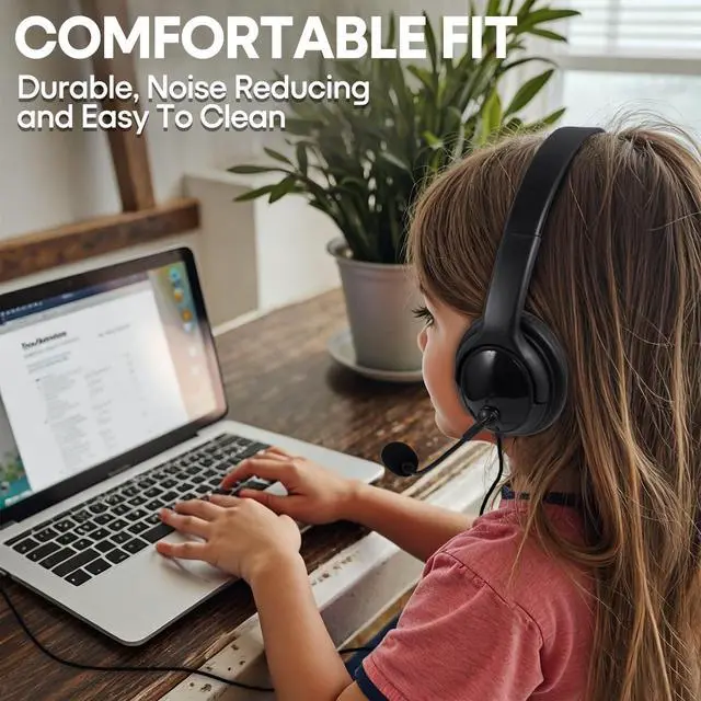 Alt view image 5 of 7 - Bulk Headphones with Microphone 10 Pack for Classroom School, Wholesale Durable On-Ear Wired Headsets for Kids Students Adults Office Computer