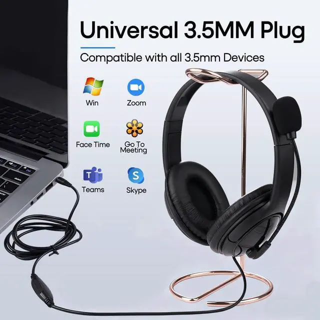 Alt view image 6 of 7 - Bulk Headphones with Microphone 10 Pack for Classroom School, Wholesale Durable On-Ear Wired Headsets for Kids Students Adults Office Computer