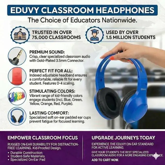Alt view image 2 of 6 - Bulk Headphones for Classroom with Microphone, Heavy-Duty School Pack Wired Headphones for Students. Teacher Must Haves Supplies from Elementary to College (12 Pack Mixed Color)