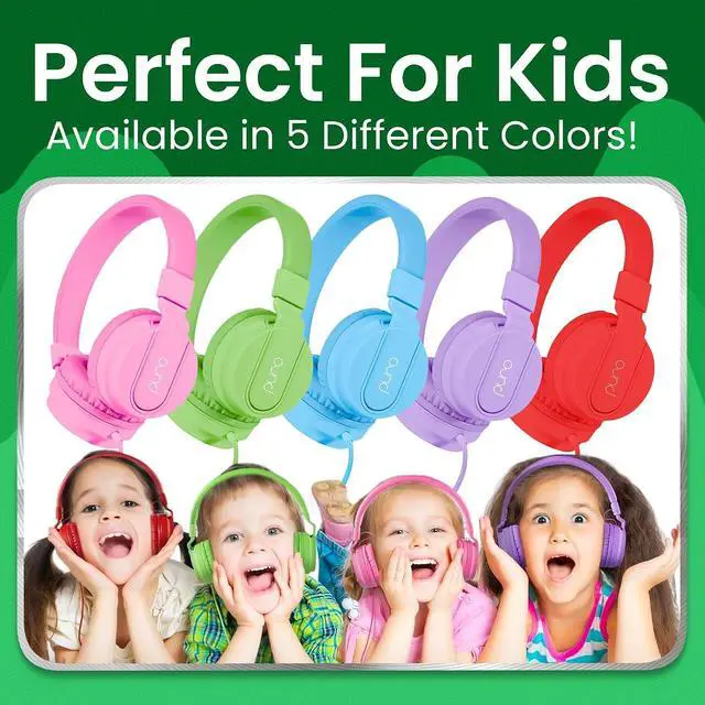 Alt view image 7 of 7 - Puro Sound Labs - Kids Headphones, Volume-Limiting 85dB, PuroBasic, Green | Adjustable, Safer & Comfortable Headphones for Kids Compatible with PCs, Smartphones & Tablets, Ideal for School & Travel