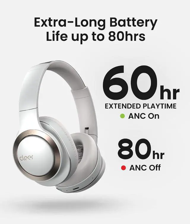 Alt view image 3 of 7 - Cleer Audio Enduro ANC Noise Canceling Headphones, Light Grey | Bluetooth Multipoint Connection, Over-the-Ear Design with Mic, Crystal Clear Hands-Free Calling, 60 Hours of Battery Life