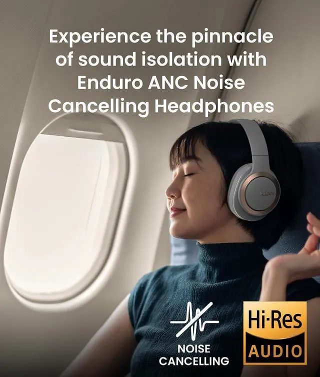 Alt view image 5 of 7 - Cleer Audio Enduro ANC Noise Canceling Headphones, Light Grey | Bluetooth Multipoint Connection, Over-the-Ear Design with Mic, Crystal Clear Hands-Free Calling, 60 Hours of Battery Life