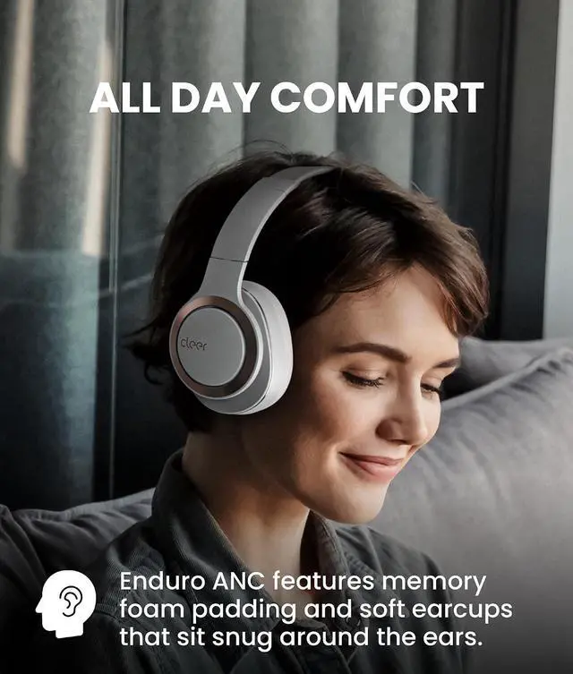 Alt view image 6 of 7 - Cleer Audio Enduro ANC Noise Canceling Headphones, Light Grey | Bluetooth Multipoint Connection, Over-the-Ear Design with Mic, Crystal Clear Hands-Free Calling, 60 Hours of Battery Life